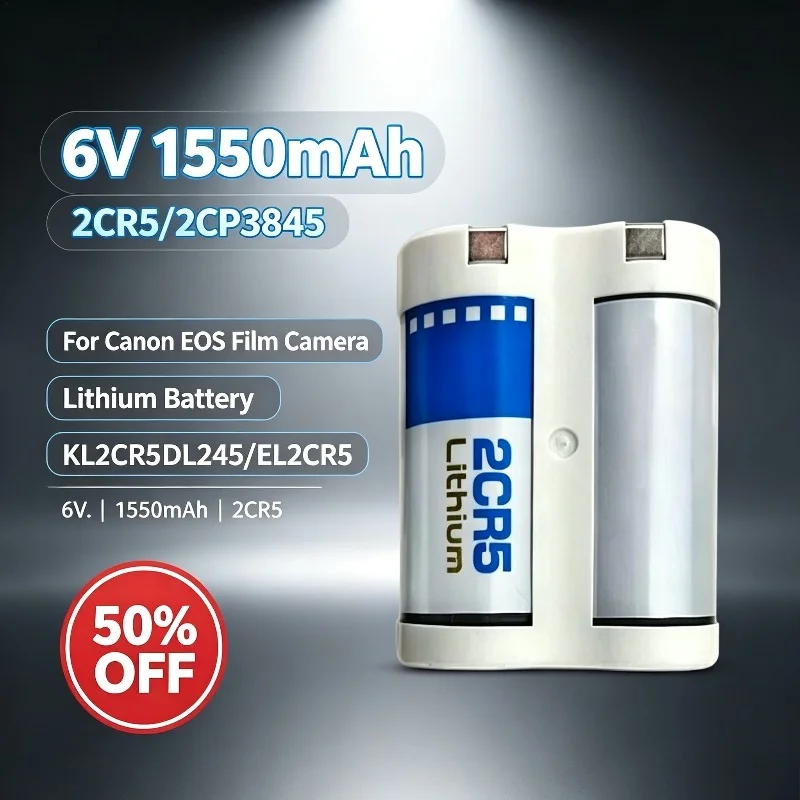 2CR5 6V Lithium Battery for Canon EOS 55 650 1000s 10QD 100QD EOS 1V Film Camera 2CP3845 KL2CR5 DL245