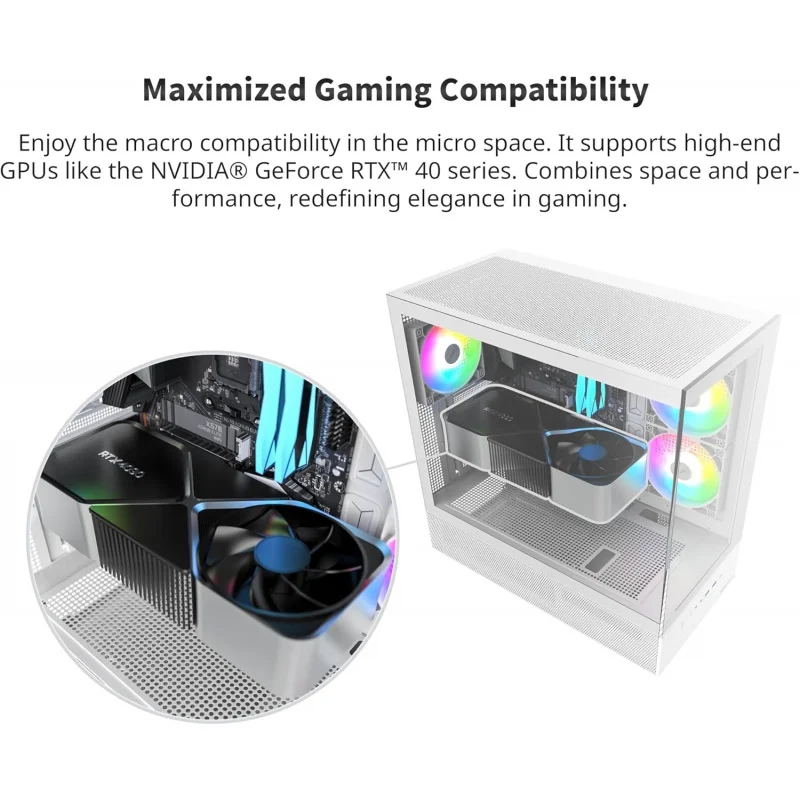 XR, ATX 미드타워 PC 게이밍 케이스, 3개의 120mm ARGB PWM 팬 사전 설치, 풀뷰 듀얼 강화유리 패널, 우드 그레인 디자인