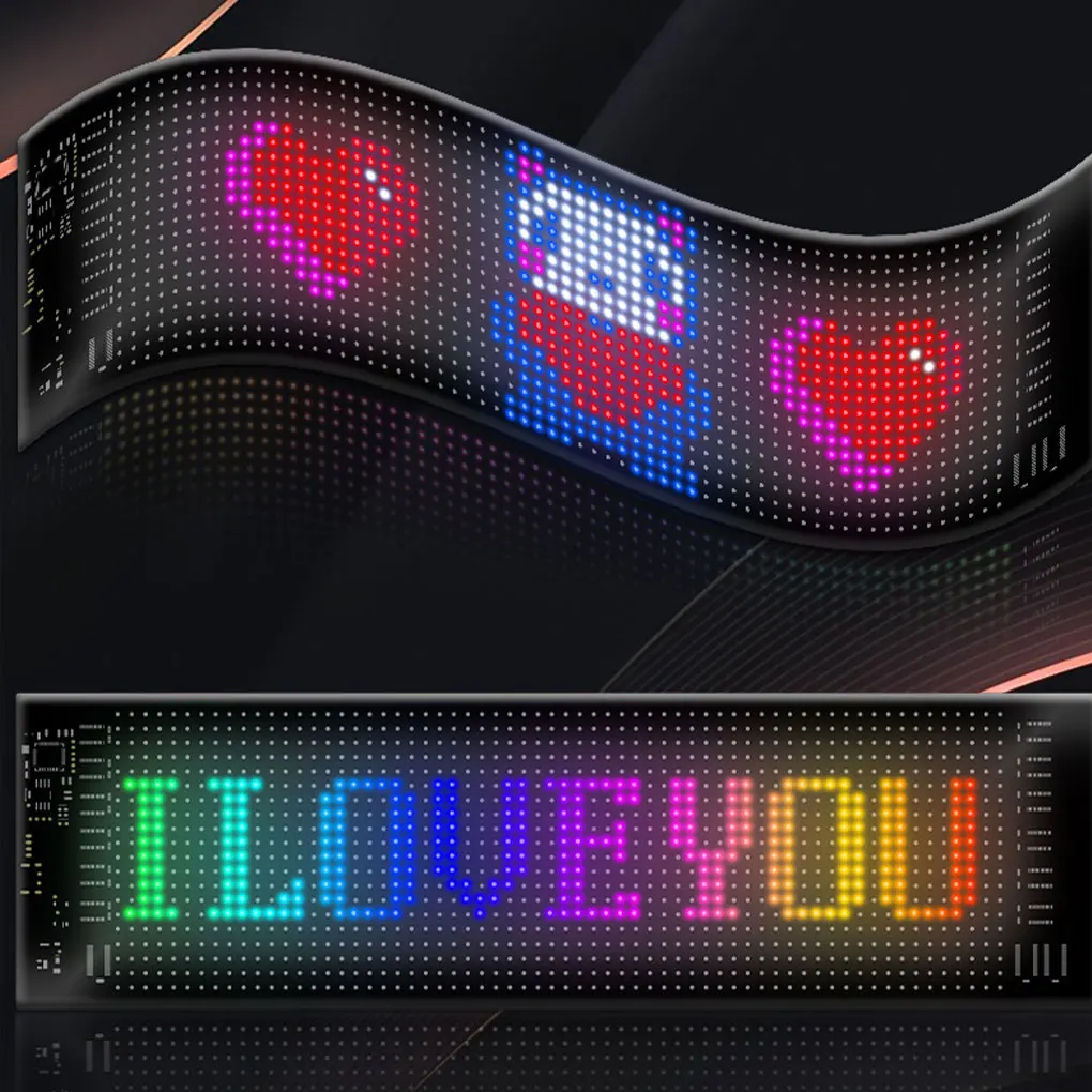 LED Dynamic Display Truck Windshield LED Signage APP Editable text RGB Car Shop Sign Flexible Matrix Display Panel