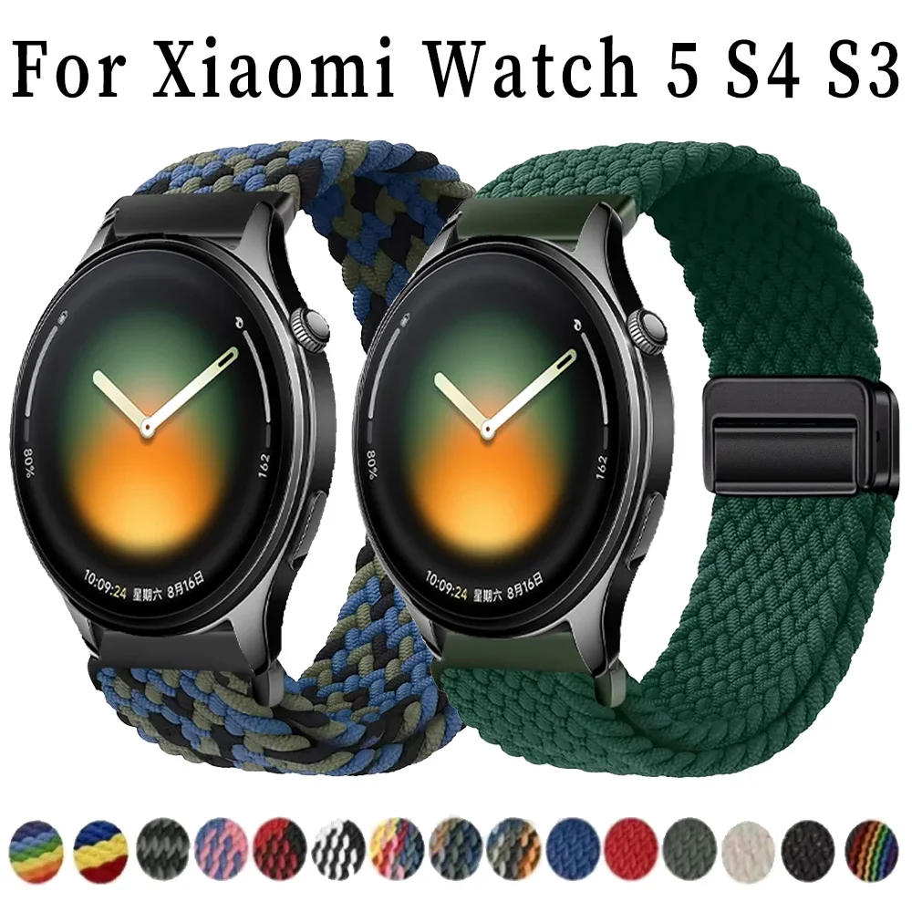 20mm 22mm Nylon Braid Strap For Xiaomi Watch 5 S4 S3 S2 S1 Color 2/1 Sports Wristband OPPO Watch S X2 X 4 Pro Oneplus Watch Lite