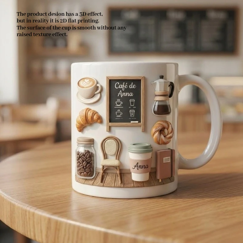 Custom Name Coffee Lover Mug 2D Print Personalized Ceramic Cup for Home Office Dorm Coffee Shop Gift Reusable Easy Clean