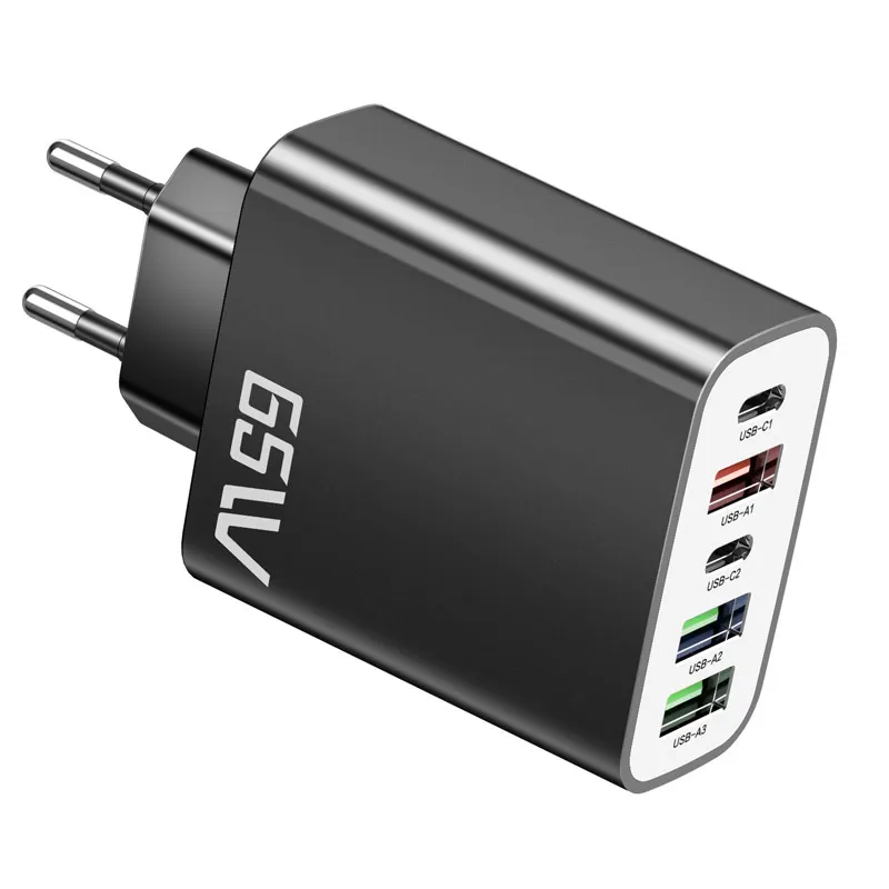 Luxmoc PD 65W Multi-Port Fast Charger AU EU UK US Plug Charging Fast Charger For iPhone For Hua Wei 2PD+3USB Type-C Fast Charger