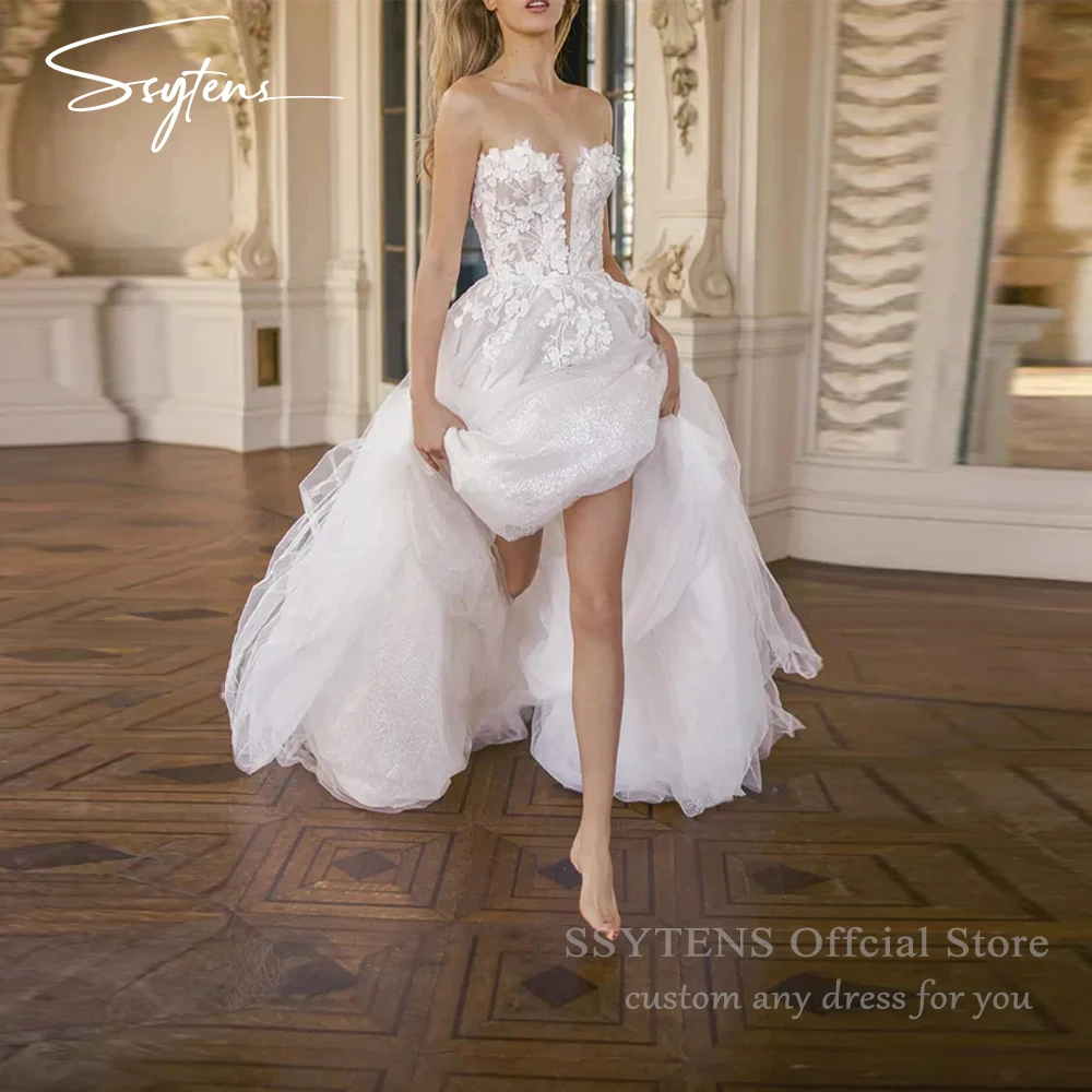 

SSYTENS Lace Boho Wedding Dresses 2026 Sleeveless Sweetheart Sexy Long Bride Gown Women Tulle Princess Bridal DressCustomized
