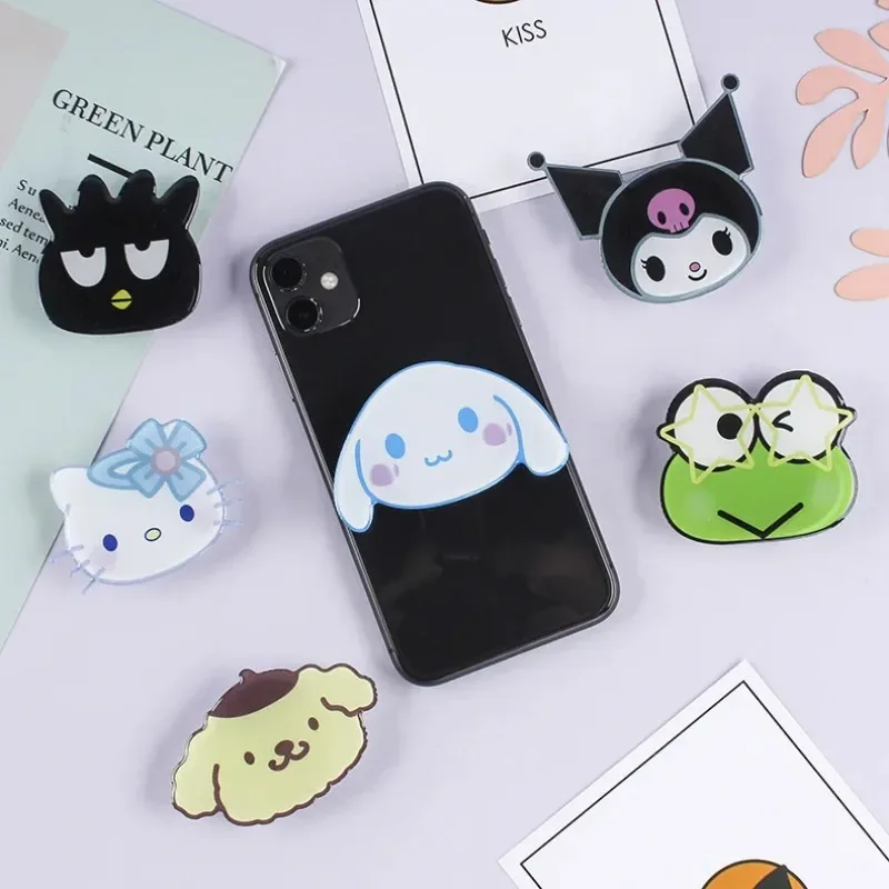 Sanurgente-Support de téléphone portable pliable et rétractable, motif dessin animé Hello Kitty, mignon Kuromi, anneau pour regarder la télévision