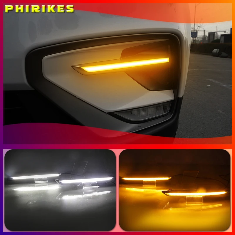 

2Pcs Car LED Daytime Running Light Fog Lamp Frame Fog Light for Geely Boyue Proton X70 2018