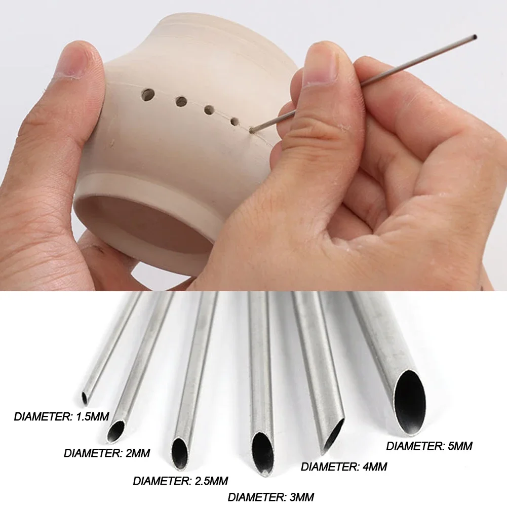 

6 Pieces/set of Stainless Steel Hole Puncher Carving Sculpture Modeling Pottery Cutting and Punching Ceramic Polymer Clay Tools
