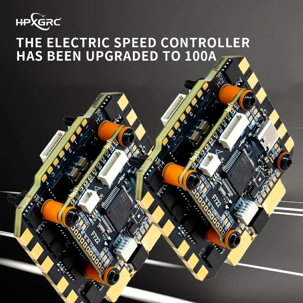 

Стек контроллера полета HPXGRC F722 — BLHeli_32 80A/100A ESC (3-8S), ICM42688P Gyro для гоночных дронов FPV