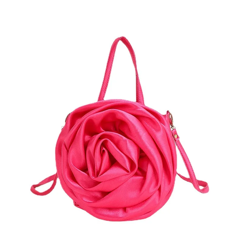 2023 New Three-dimensional Rose Flower Shape Portable Crossbody Party Women\'s Evening Bag Casual canvas shoulder bag for women