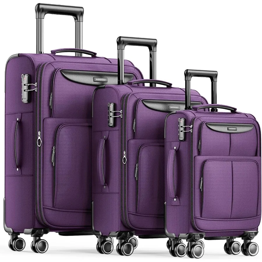 Luggage Sets 3 Pcs Softside Expandable Durable Suitcase Sets