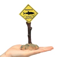 1Pc Resin Aquarium Decoration Ornaments Artificial Shark Warning Sign Landscaping Accessories for Fish