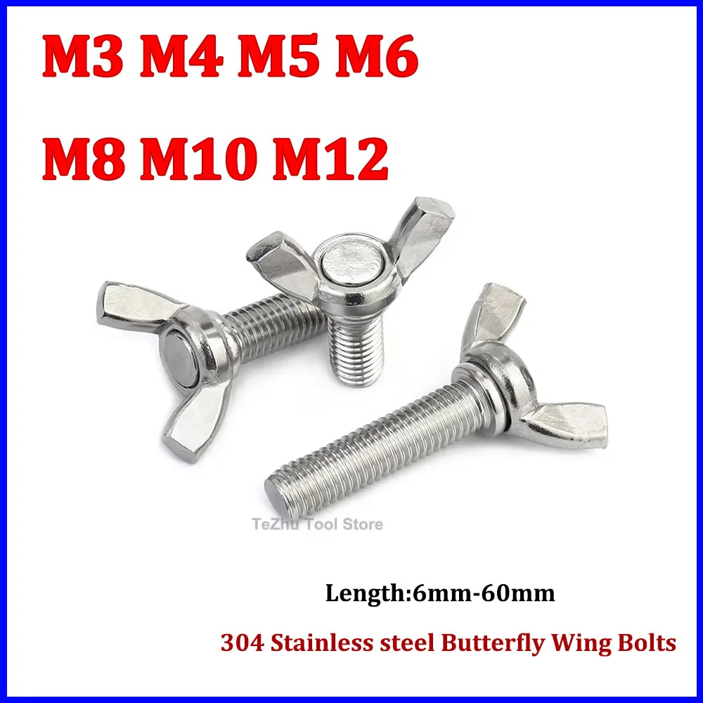 

Butterfly Wing Bolt M3 M4 M5 M6 M8 M10 M12 Hand Tighting Wing Head Thumb Screw 304 Stainless Steel Length 6mm-60mm