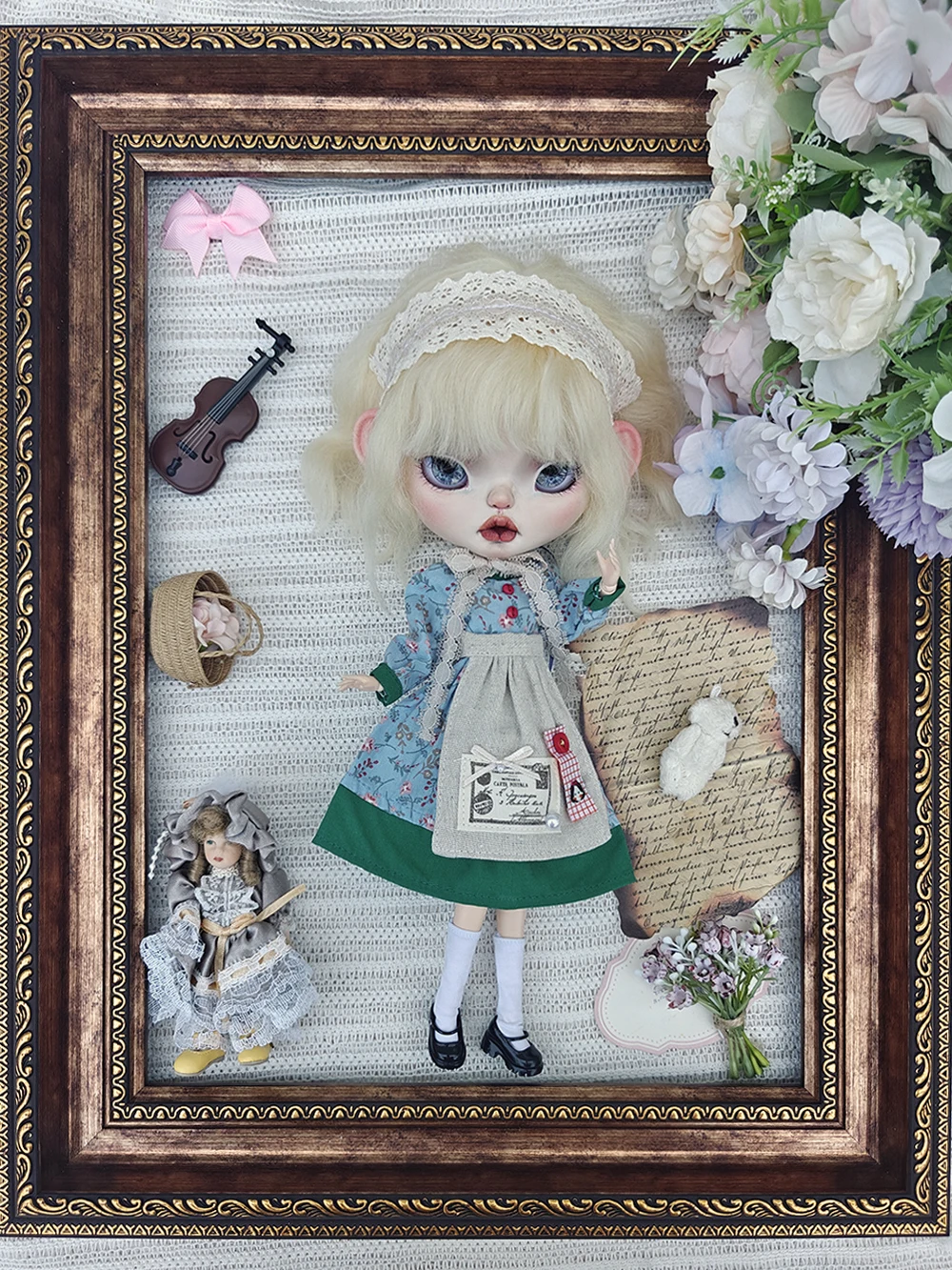 Ręcznie robione ubranka dla lalek Blythe, zielone, księżniczka, vintage, z długim rękawem, pasujące do Ymy Licca Azones Ob22 24 27, akcesoria dla lalek YMY.