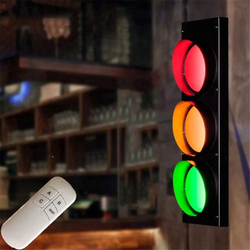 

Children's room LED wall light traffic light with remote control, bedroom wall lamp adjustable red yellow green lamp 5W*3