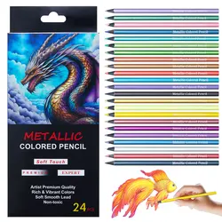 12/24 Colors Metallic Colored Pencil Drawing and Sketching Set Colored Pencil DIY Art Supplies Coloring Home Painting