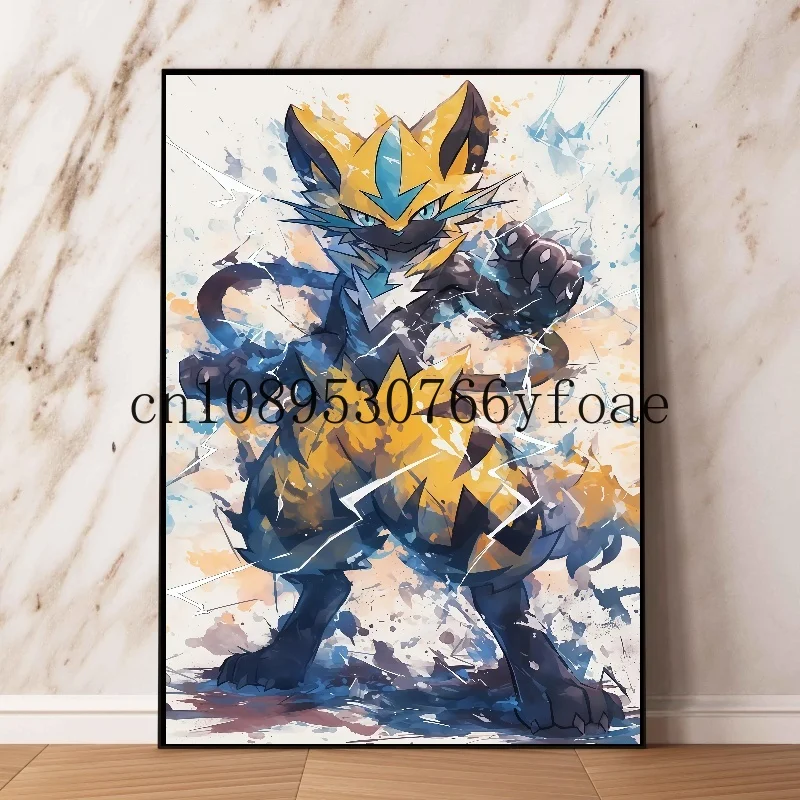 Poster Anime Klasik Jepang Pokemon Zeraora Gambar Dekorasi Seni Dinding Lukisan Kanvas Cat Air Dekorasi Ruangan Modern Hadiah Anak-anak