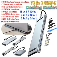 USB C Docking Station 11/10/9/8/6/3-in-1 100W PD SD/TF Audio USB C Hub Triple Display Multiport Adapter for HP/Lenovo/MacBook