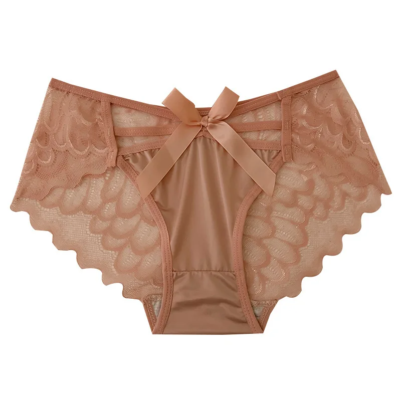 

Sexy Traceless Female Lingerie Lace Bow Panties Cotton Crotch Breathable Panties Comfortable Stylish Underwear