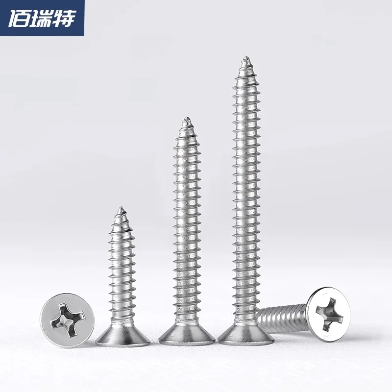 

M6 M8304 Stainless steel countersunk flat head self-tapping screw lengthened cross self-tapping wood screw