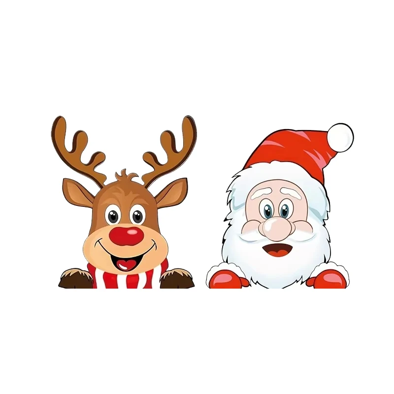

Автомобильные наклейки, рождественские самоклеящиеся наклейки, мультяшный Санта-Клаус, Лось, товары для вечеринок, авто украшения, наклейки для автомобильных аксессуаров
