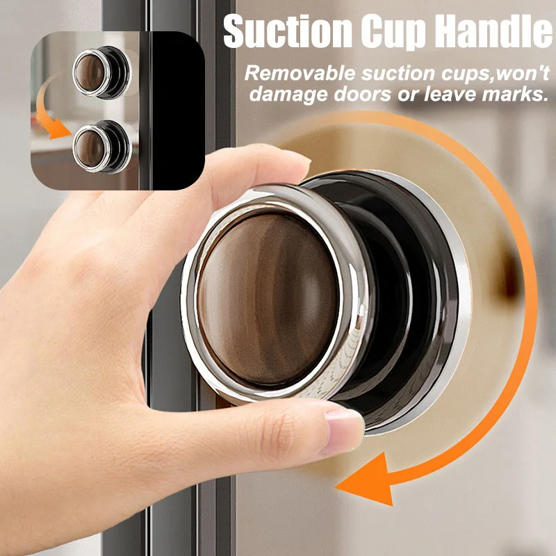 

1Pc/2Pcs Movable Suction Cup Puller Walnut Wood Door and Window Handles Strong Adsorptio Hole-Free Door Handle Home Accessories