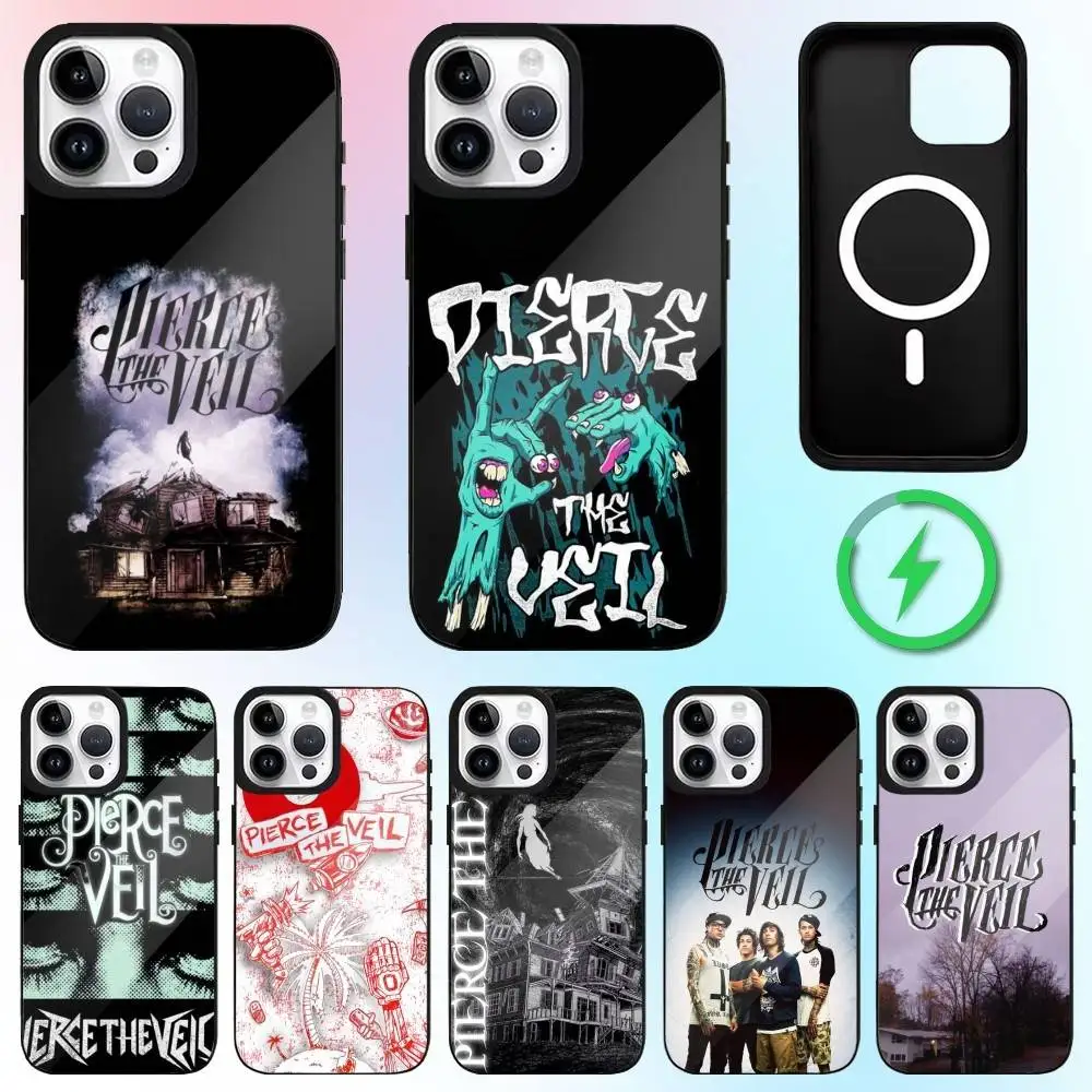 

Band P-PIERCE the V-Veil Phone Case For iPhone17,16,15,14,13,12,11 Plus,Pro Max Magnetic Magsafe Wireless Charging