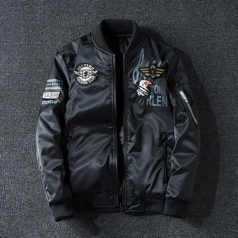 2025 nuevo en acolchado rompevientos primavera otoño chaqueta Bomber para hombre béisbol Casual negro motocicleta doble cara acolchado abrigo masculino