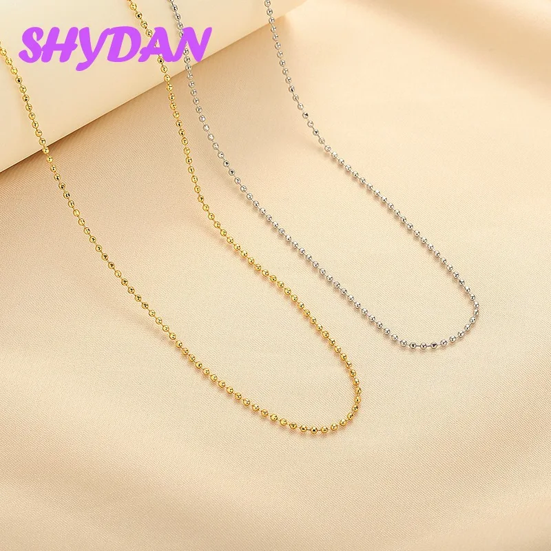 SHYDAN 925 Sterling Silver 18K Gold 1.2mm Round Bead  Chain DIY Pendant Necklace For Women Fashion Jewelry