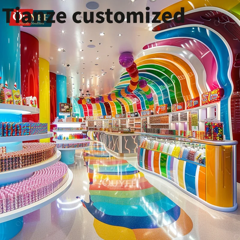 

Customized-High Quality Sweet Shop Shelving Candies And Sweets Display Rack Candy Display Candy