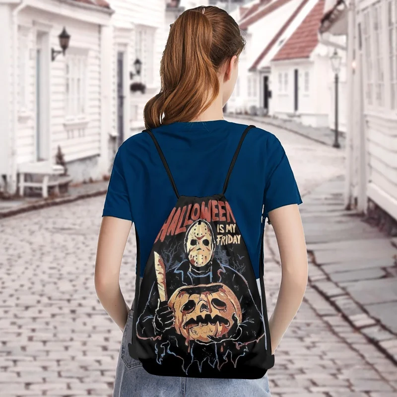 1PC Customizable Ghost Pumpkin Drawstring Bag,Halloween Personalized Backpack for School Sports,Reusable Gift Bag ,3 Size Choice