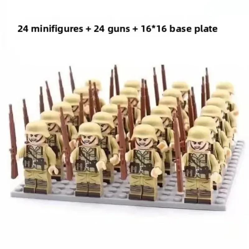 24-teilige Militärserie aus dem Zweiten Weltkrieg, Bausteine, Phalanzen, Krieger, Minifiguren, humanoide Puppen, Spielzeug und Geburtstagsgeschenke. – Detail 10