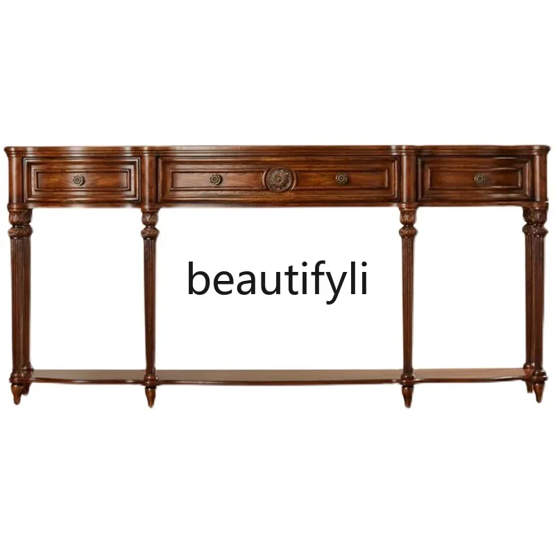 

D33American solid wood entrance table retro foyer entry European living room side cabinet corridor case