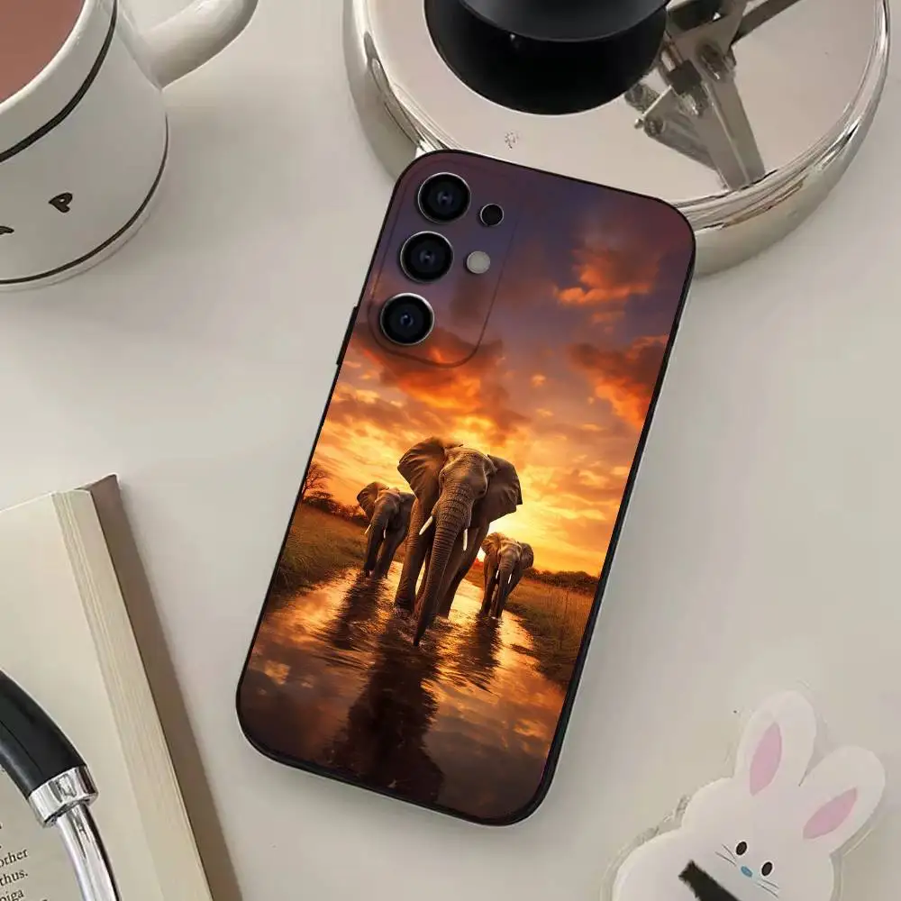 حافظة هاتف على شكل فيل حيواني لهاتف سامسونج S25، S24، S21، S22، S23، S30، Ultra، S20، Plus، Fe، Lite، Note، 10,9,5G غطاء أسود #3