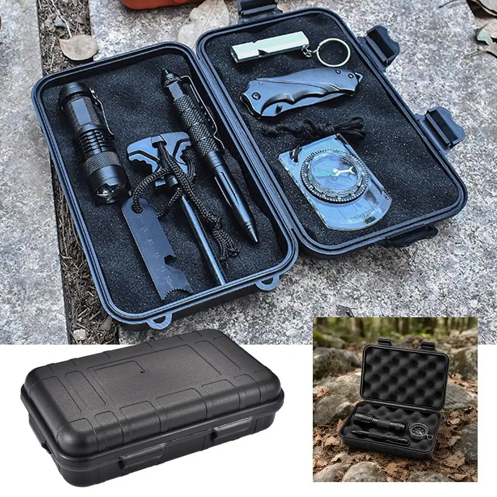 Tactical Storage Box Shockproof Foam EDC Gear Case Sealed Survival Kit for Camping Hiking Fishing Car Emergency Outdoor Accessor