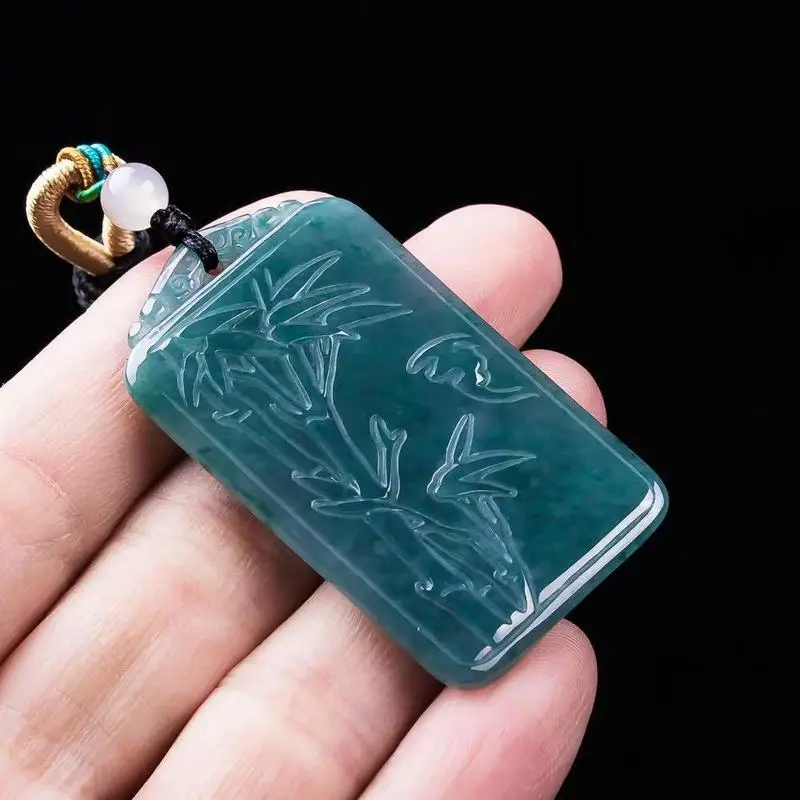 Natural A-grade Jadeite Pendant with Bamboo Knot Design for Success and Progression