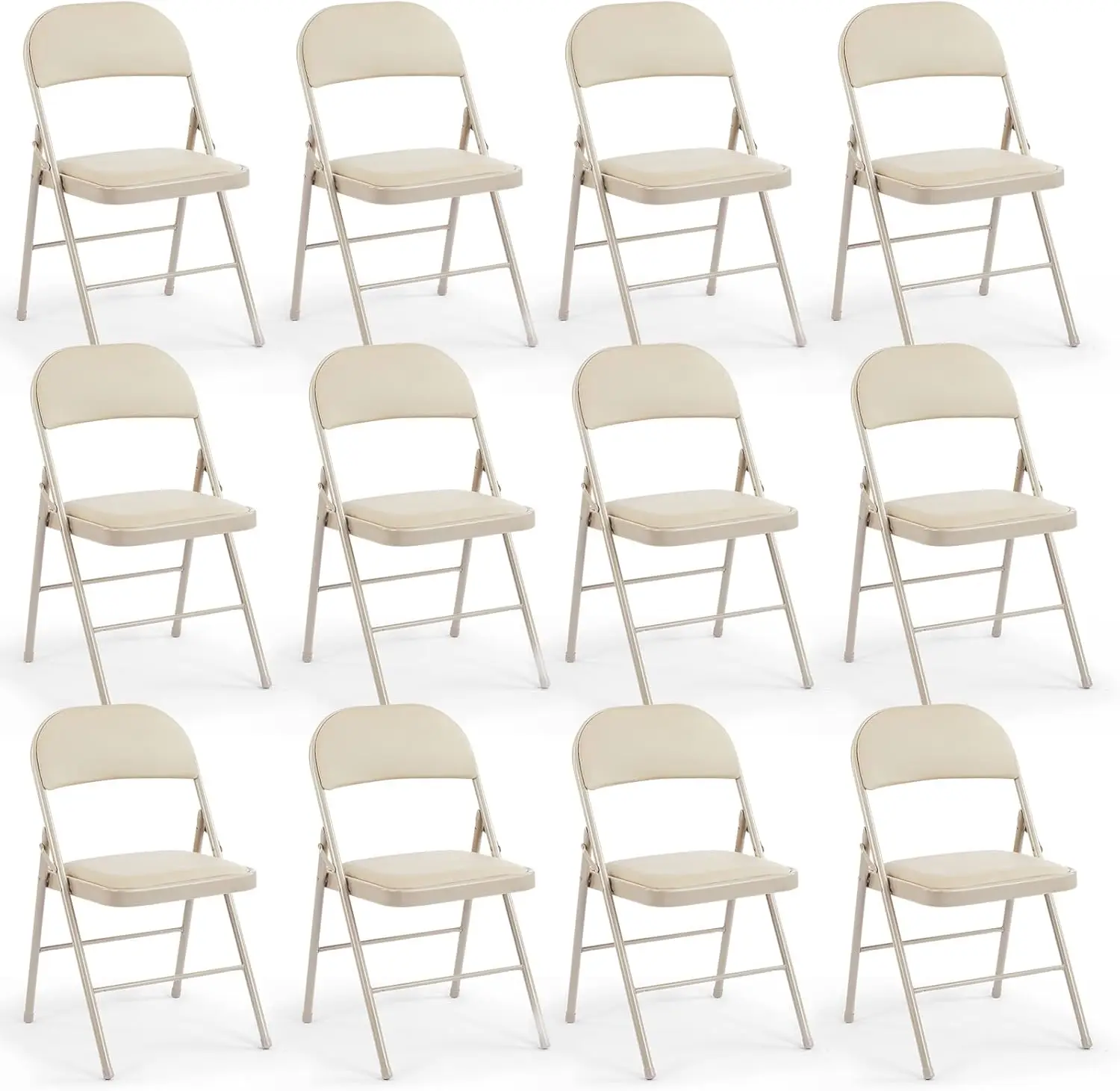 

12 Pa Leather Padded Folding Chair, Indoor Outdoor Portable Stackable Commercial Seat With Steel Frame, Acity For Home, Office,