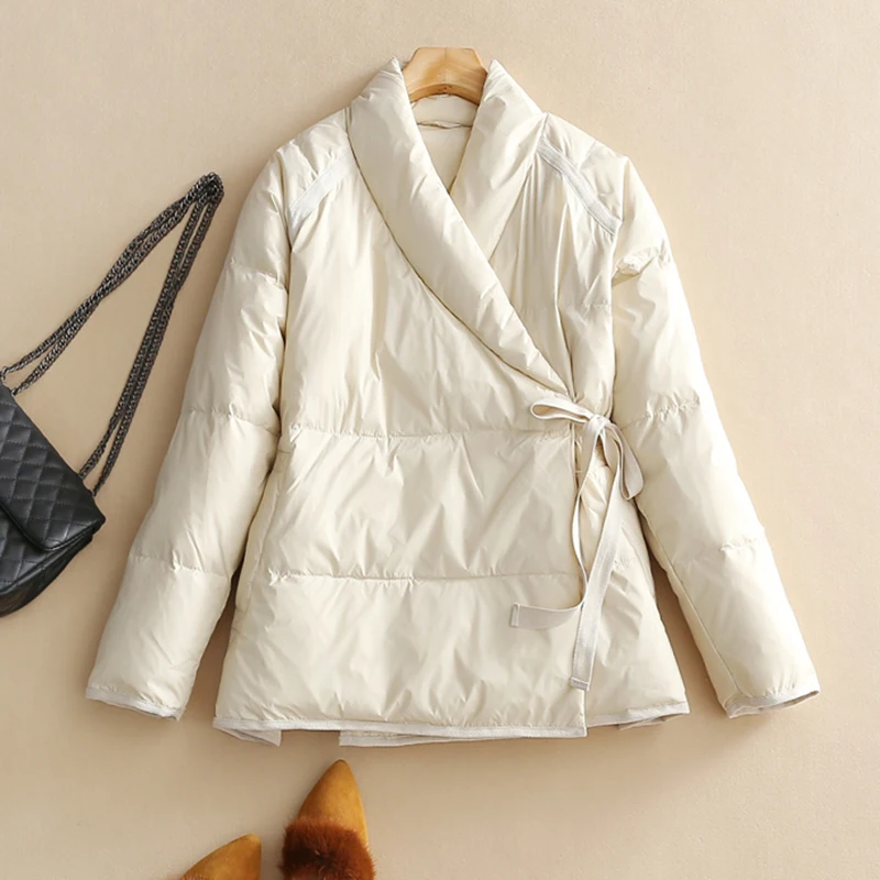 

Spring Oversize Duck Down Coat Women Vintage Short Jackets Autumn Fashion Slim Casual Parkas