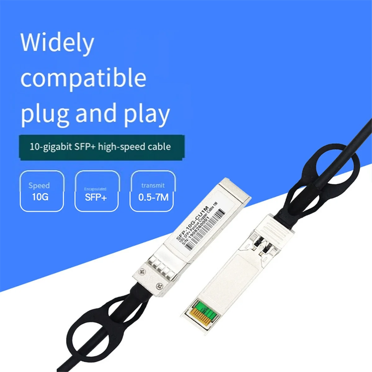 Cabo 10G SFP + DAC, cabo passivo de cobre de fixação direta, 1 metro funciona para Cisco, MikroTik, Netgear, switch Zyxel