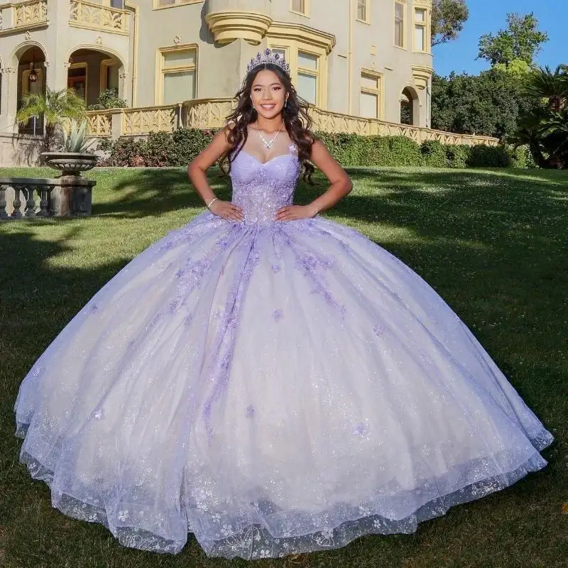 

2025 Glitter Lace Purple Ball Gown Quinceanera Dresses With Cape Beading Prom Party Dress Woman Vestidos De Festa customized