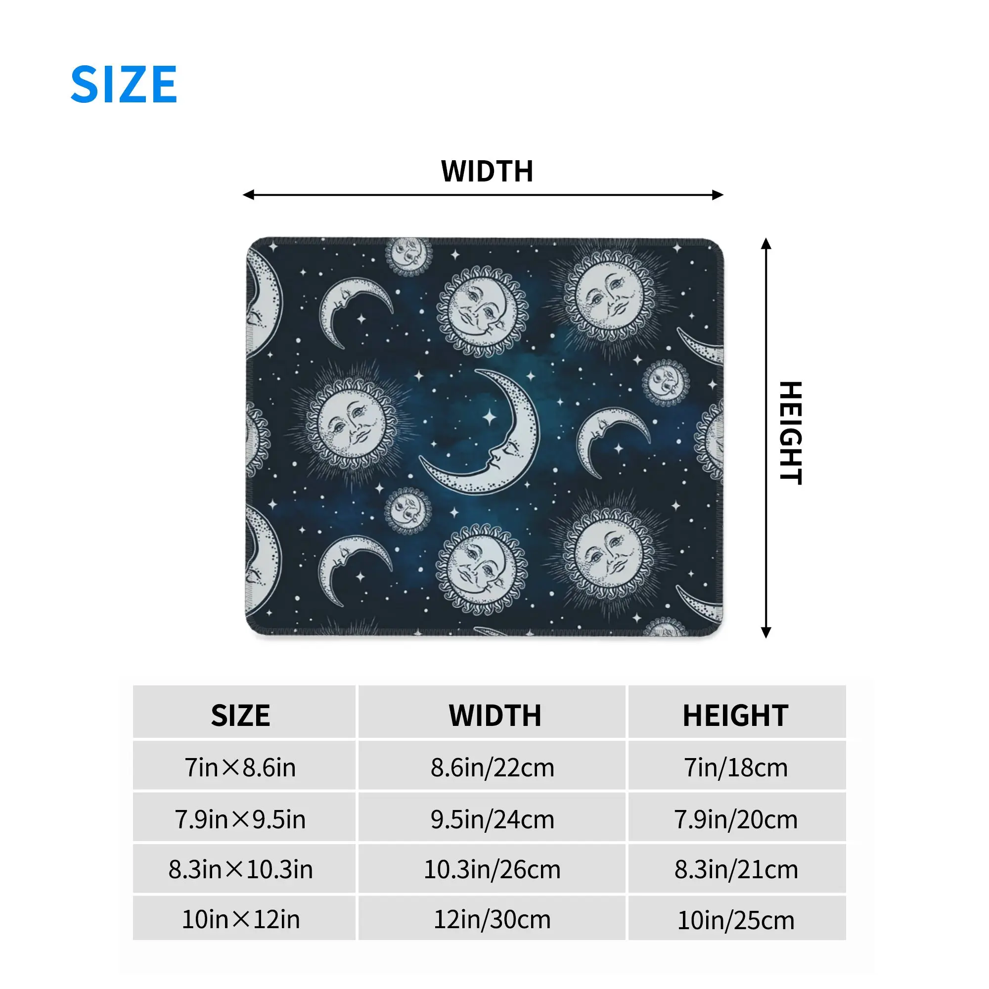 Celestial Mystic Esoteric Magic Sun Moon Mouse Pad Computer Keyboard Mouse Mat Gaming PC Laptop Desk Mat Accessories Table Mats