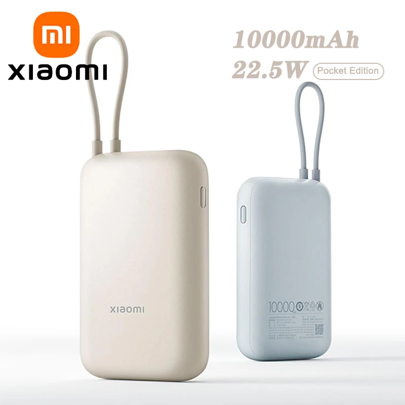 

Xiaomi 10000mAh Pocket Power Bank 22.5W, Built-in Type-C Cable, Triple Output, Portable Battery Fast Charging for iPhone 15 16