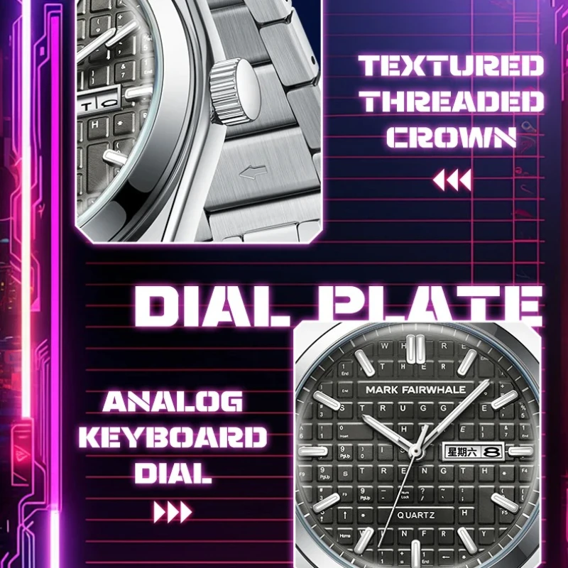 مارك فيرويل 5012 الأصلي لوحة المفاتيح الهاتفي الرجال ساعة الأعمال كوارتز ساعة اليد التقويم أسبوع عرض ساعات مقاومة للماء للرجل