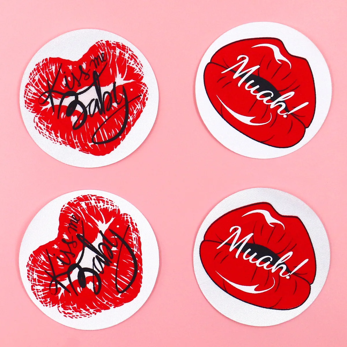 Hot Girls Muah Sexy Nipple Covers Breathable Satin Decorative Custom Breast Patch Disposable Red Boobs Nipples Sticker For Party