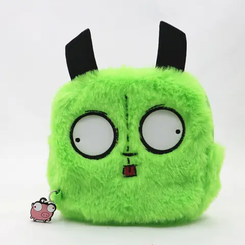 Invader Zim Gir Novelty Coin Purse,Kawaii Key Storage Bag Soft Plush Credit Card Earphone Child Candy Zipper Bag Stuffed Animals