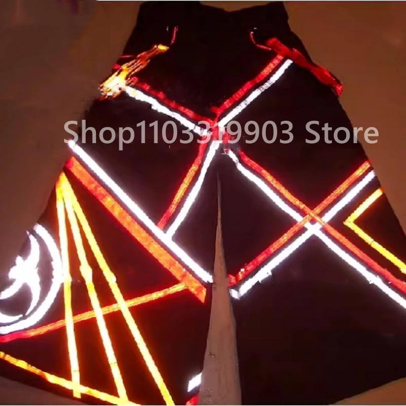 Ghost Dancing Phat Shuffle Pants  Cool Street Multi-color Reflective Strip Night Vision Pants Luminous Death Trousers Unisex