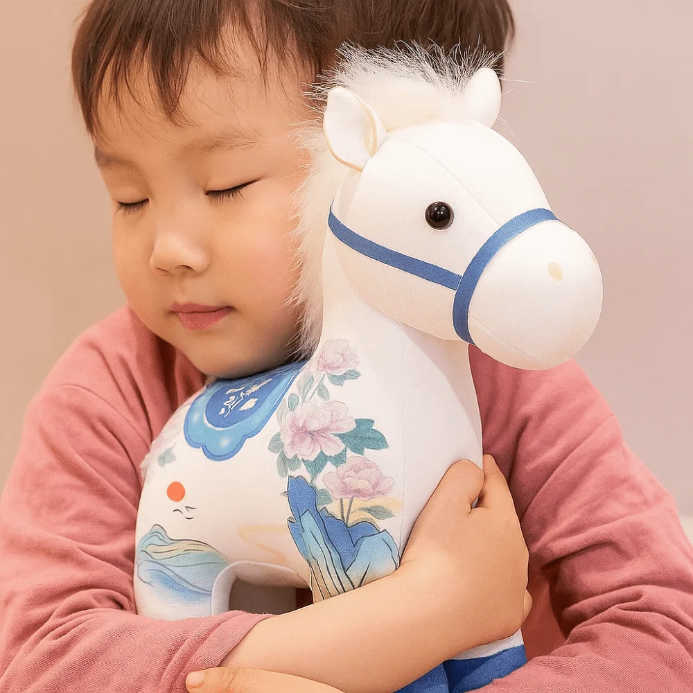 

Chinese Style Cartoon Steed Doll Soft Fluffy Zodiac Pony Figurine PP Cotton Cartoon Plush Horse Doll Pendant Birthday Gift
