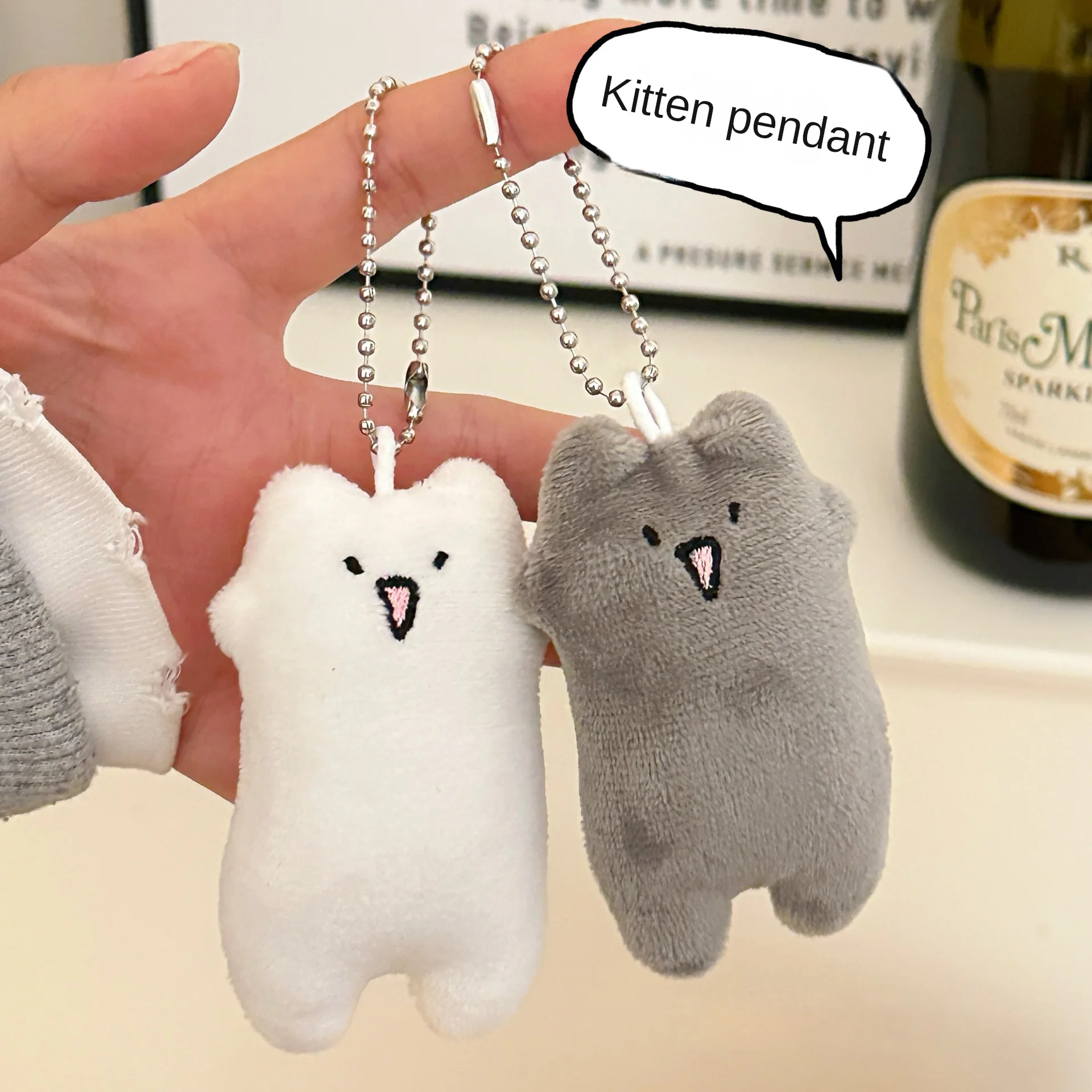2 Pcs Tricky Cat Pink Rabbit Snail Doll Pendant Creative Plush Doll Keychain Pendant Couple Gift