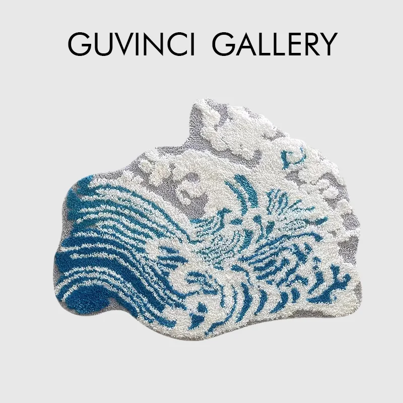 

Коврик GUVINCI Blue Wave Ocean: Эстетичный тафтинговый противоскользящий ковер 60x80 см, пляжный придверный коврик, мини-коврик для ванной с прибрежным дизайном