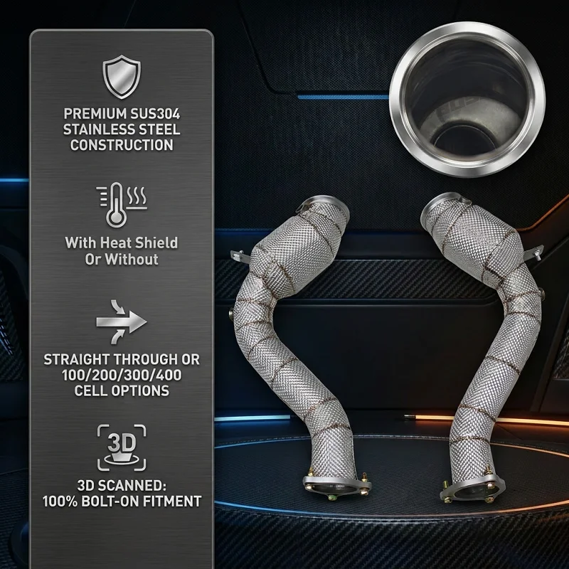

CEES Race Downpipe for Porsche Cayenne GTS 4.0T 2019-2024 Test Pipes with Heat Wrap OEM Direct Replacement Exhaust System