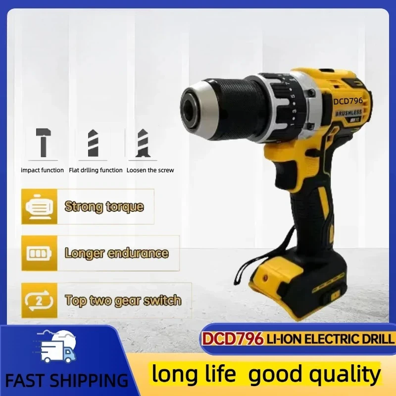 DCD796 2000RPM Cordless electric drill Brushless Adjustable Speed Impact Hand Drill Rechargeable Power Tools Fit Dewalt battery