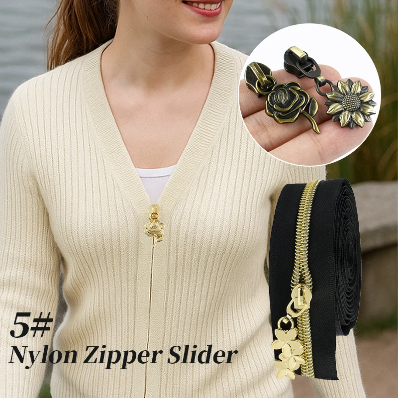 

5/10/20Pcs 5# Nylon Zipper Slider for Zippers Closure Wallet Bag Clothes Zips Puller Head Zip Repair Kits DIY Sewing Accessories